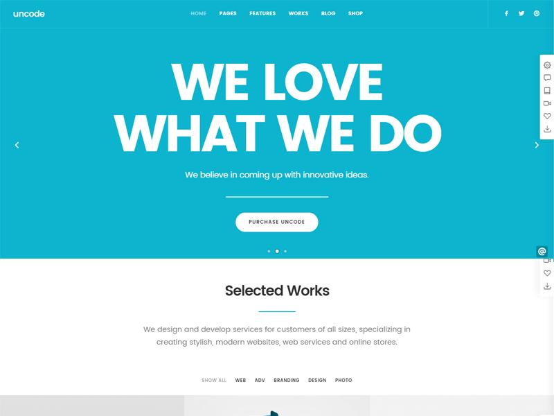 uncode wp portfolio theme