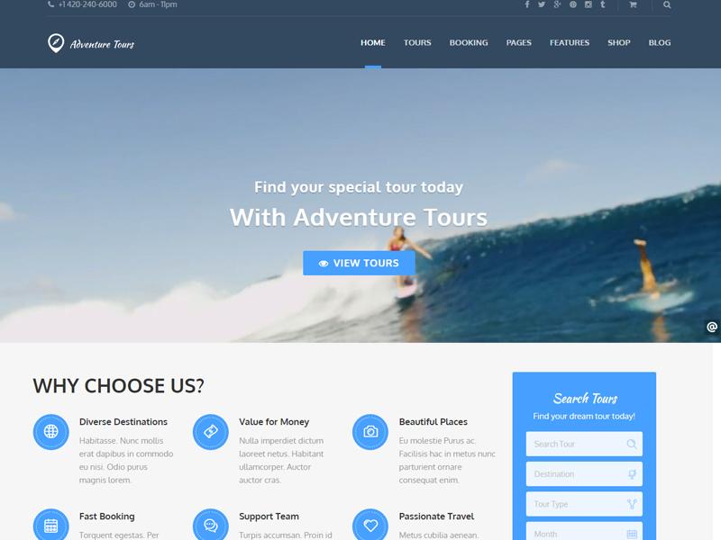 adventure tours wordpress theme