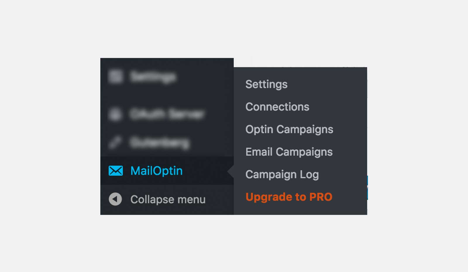 MailOptin menu