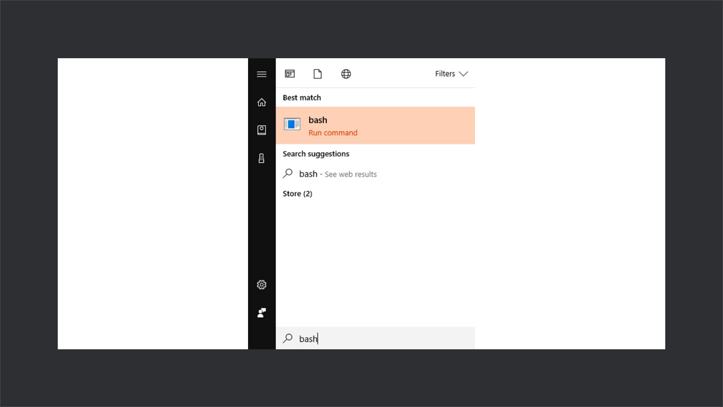 Search for Bash on Windows