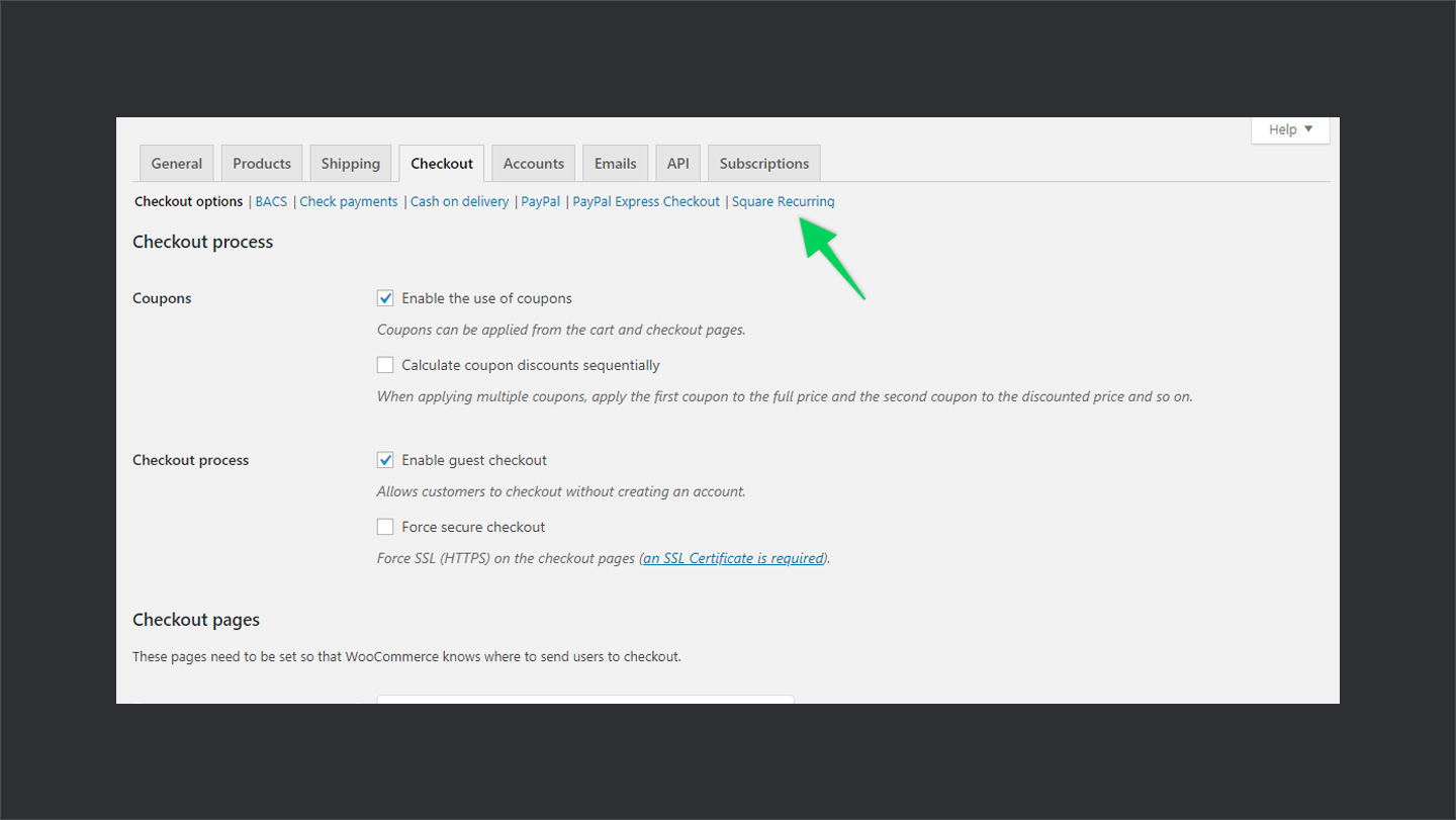 Square Recurring Payment Option in WooCommerce checkout options