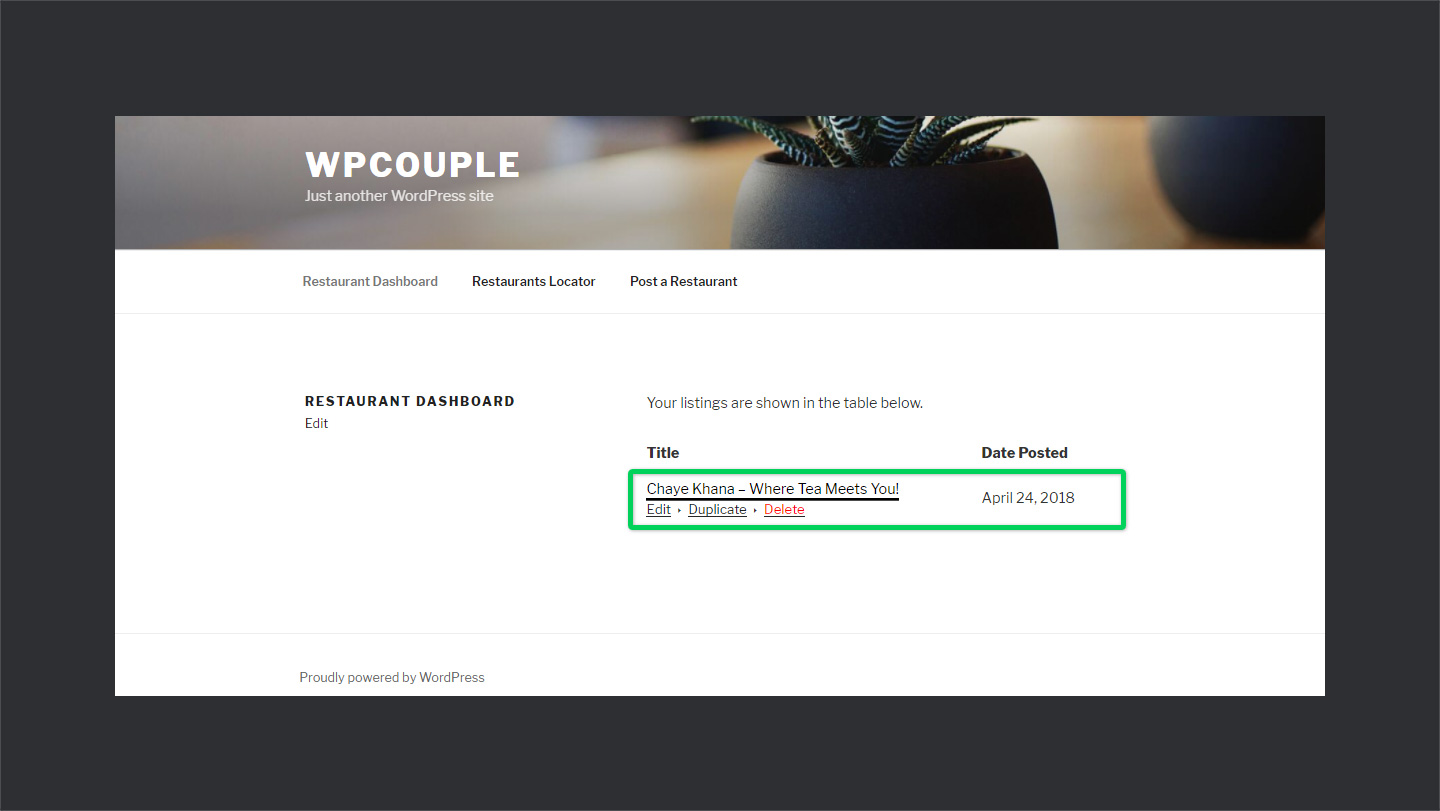 Wp Restaurant Listings Dashboard