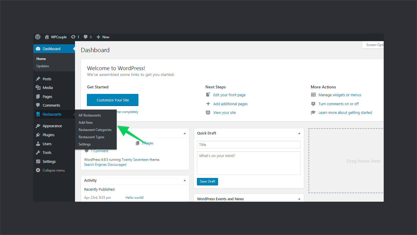 Wp Restaurant Listings Setup Menu