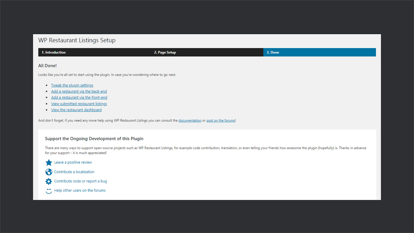 Wp Restaurant Listings Setup Step Done