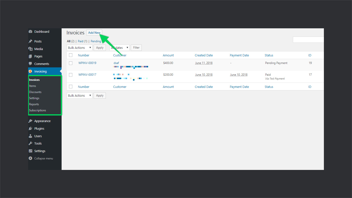 Adding New Invoice Invoicing