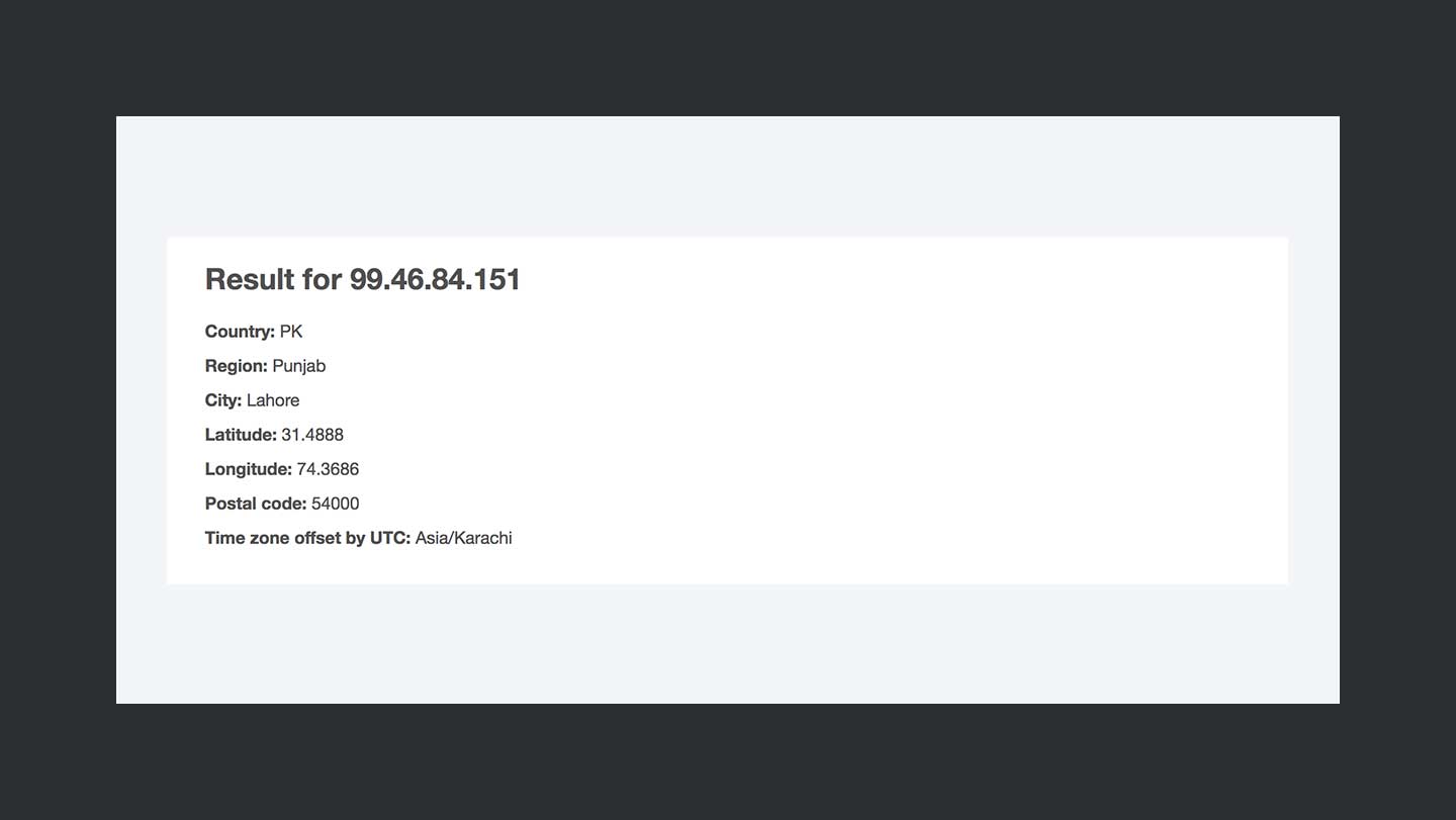 Ip Geolocation Api Results