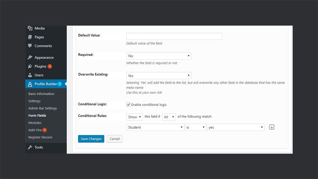 Profilebuilderpro Conditional Logic