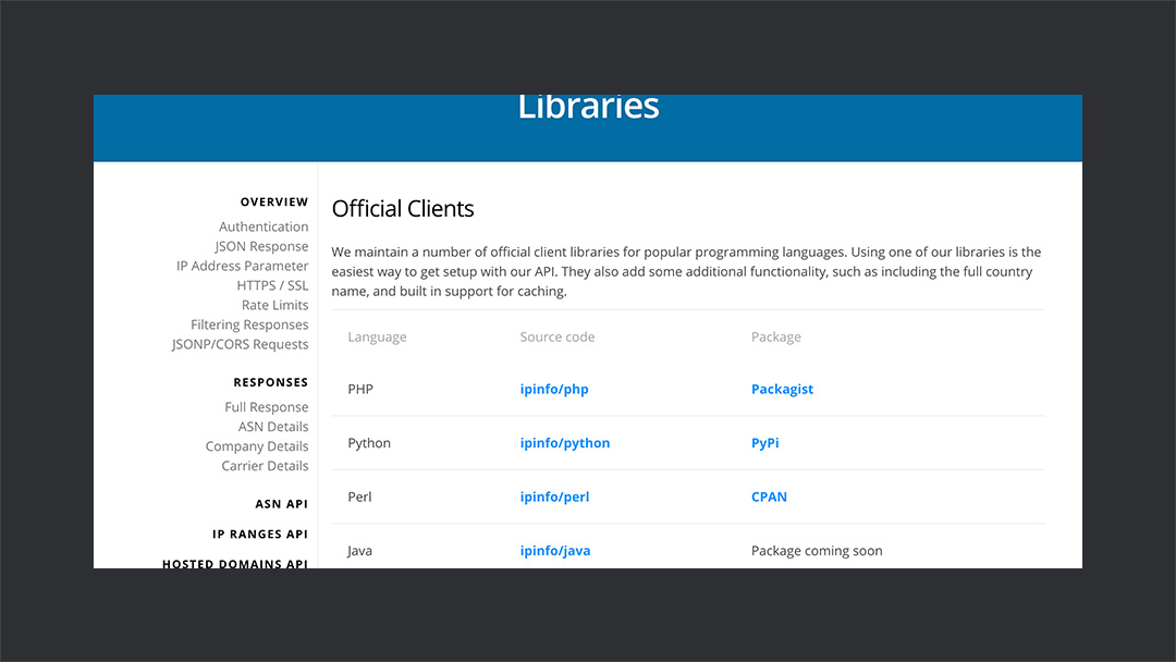 Ipinfo Libraries