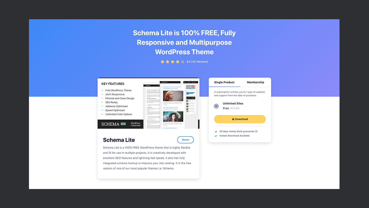 Mythemeshop Schema Lite Landing Page