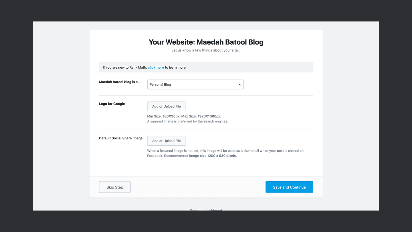 Rank Math Site Settings